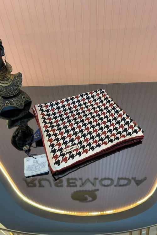 Kazayağı Desen Twill İpek Eşarp Bordo