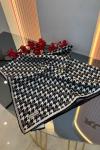 Kazayağı Desen Twill İpek Eşarp Siyah-Gri
