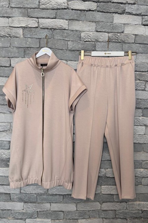 Elfida Pantolon Yelek Takım Bej