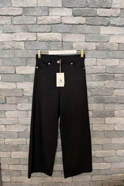 Bol Paça Denim Pantolon Siyah