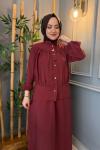 Nefa İkili Ceket  Elbise Bordo