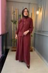 Nefa İkili Ceket  Elbise Bordo