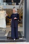 Broş Detaylı Pantolon Takım Lacivert