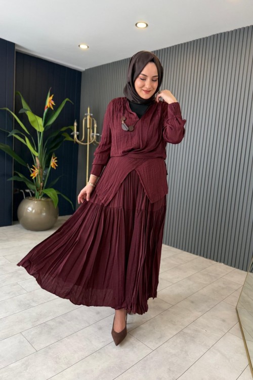 Aksesuar Detaylı Etekli Cupra Takım Bordo