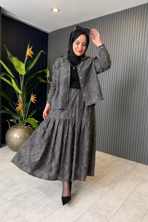 Ceremony Brode Etekli Takım Gri