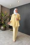 Önden Katkat Bağlama Detaylı Nil Takım Sarı