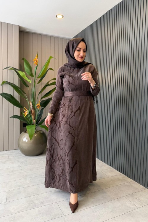 Katya Kupra Elbise Kahverengi