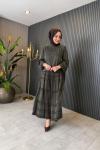 Emma İpek Kupra Etekli Takım  Haki