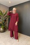 Müslin Rahat Pantolon Takım Bordo