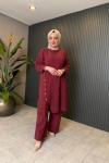 Müslin Rahat Pantolon Takım Bordo