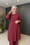 Müslin Rahat Pantolon Takım Bordo