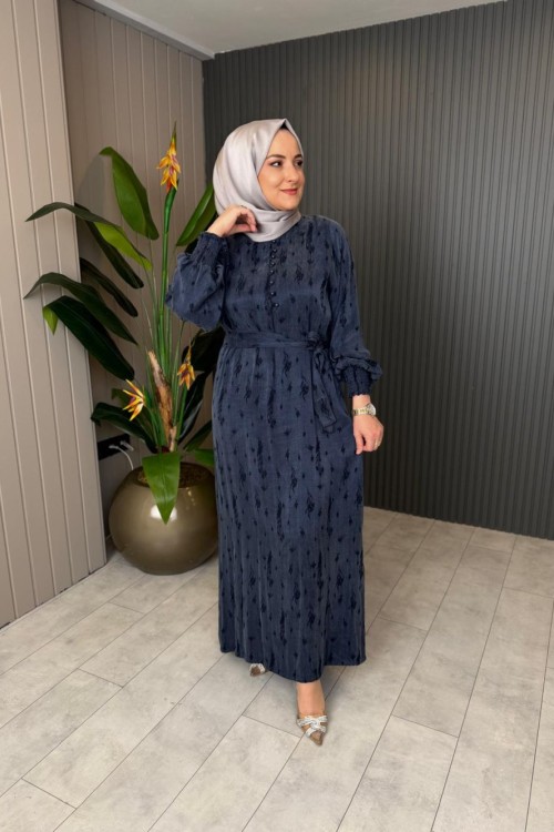 Dilda İpek Kupra Elbise Lacivert