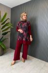 Esra Batik Pantolon Takım  Bordo