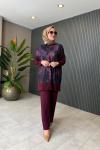 Esra Batik Pantolon Takım  Mürdüm