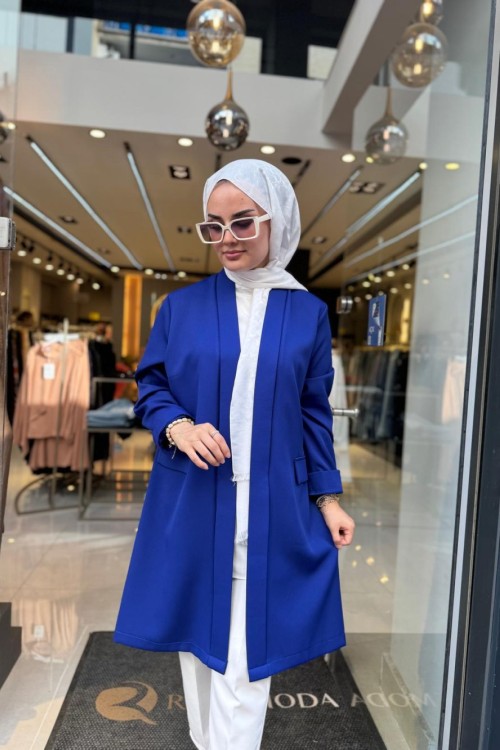 Krep Ceket Saks Mavisi