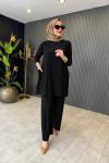 Tuniği Cep Detaylı Pantolonlu Takım Siyah Siyah