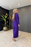 Piliseli Pantolonlu Takım Mor Mor