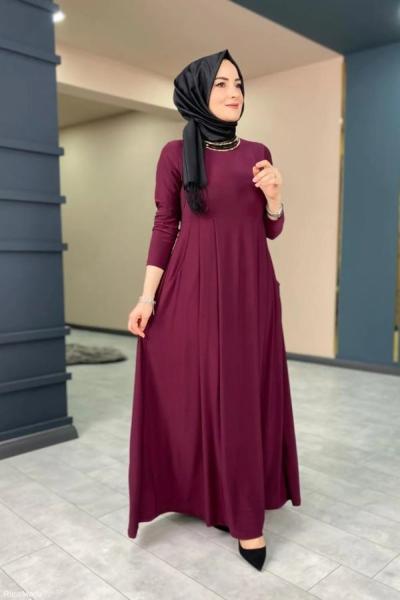 Robadan Cepli Elbise Mürdüm Mürdüm