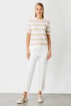 Çizgili Kısa Kollu Bluz Taş Rengi