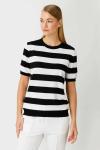 Çizgili Kısa Kollu Bluz Siyah