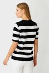 Çizgili Kısa Kollu Bluz Siyah
