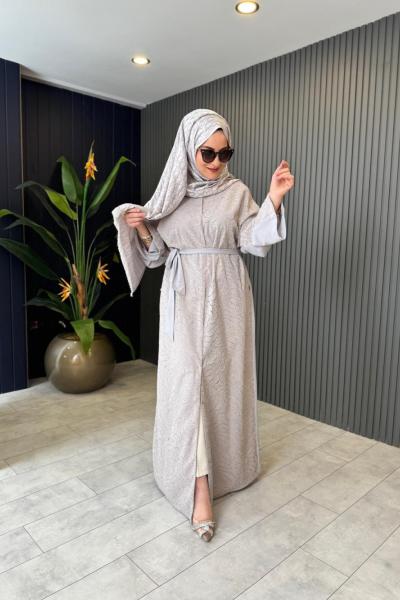 Levidor Ferace Önü Garnili Gri