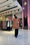 Düğmeli Krep Ceket Camel