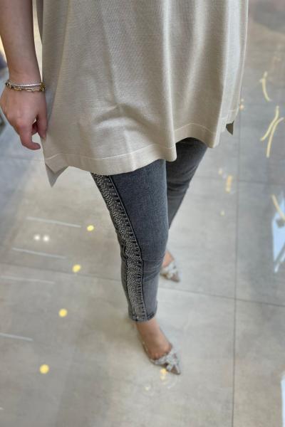 Pırıltı Detaylı Pantolon Gri