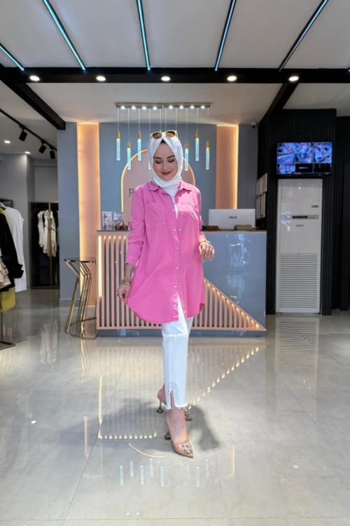 Pırıltı Detaylı Pantolon Beyaz