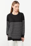 Çizgili Triko Bluz Siyah Beyaz