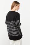 Çizgili Triko Bluz Siyah Beyaz