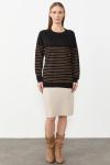 Çizgili Triko Bluz Siyah-Bej