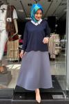 V Yaka Basic Tunik Lacivert