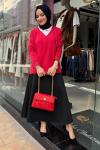 V Yaka Basic Tunik Kırmızı