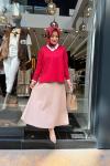 V Yaka Basic Tunik Kırmızı