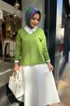 V Yaka Basic Tunik Yeşil