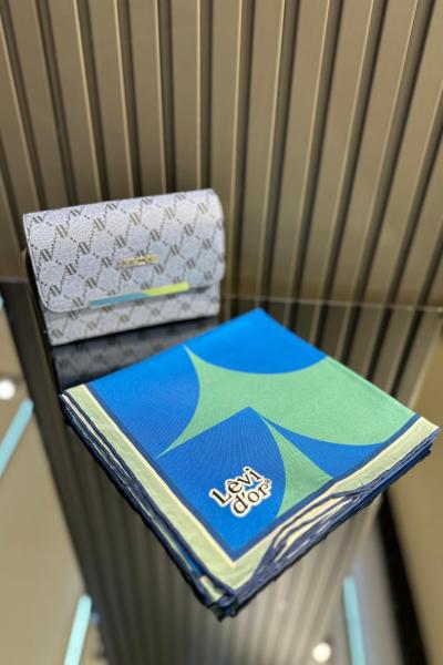 Levidor Twill İpek Eşarp  Mavi