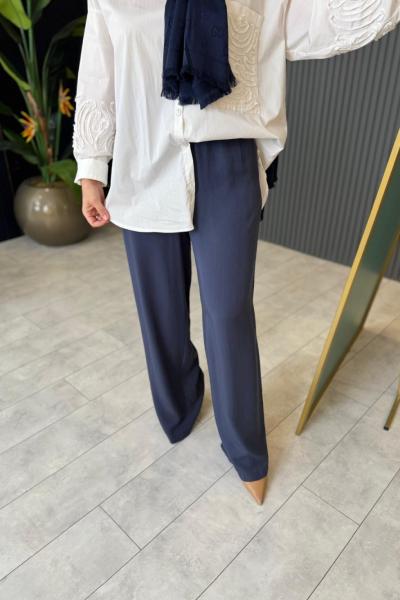 Ceremony Bol Paça Tencel Pantolon Lacivert