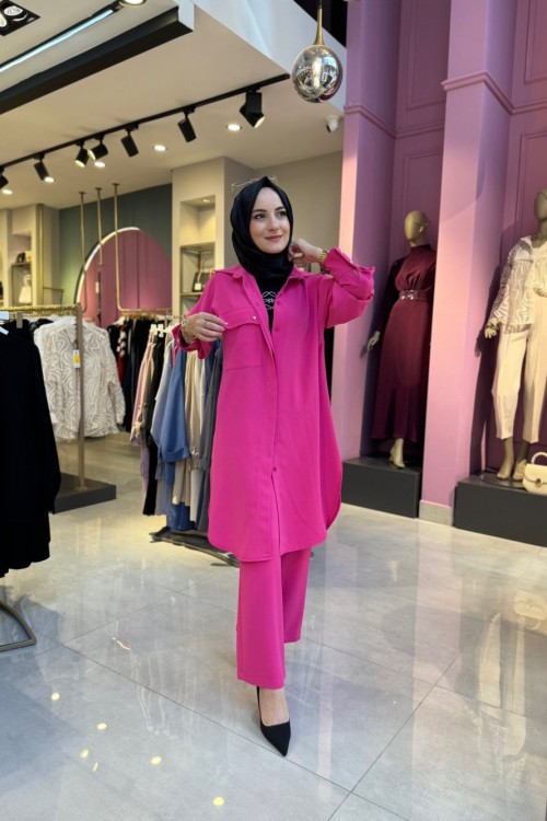 TUNİĞİ DÜĞMELİ TAKIM Fuşya