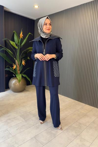 Orhan Kot Detaylı Takım Lacivert Lacivert