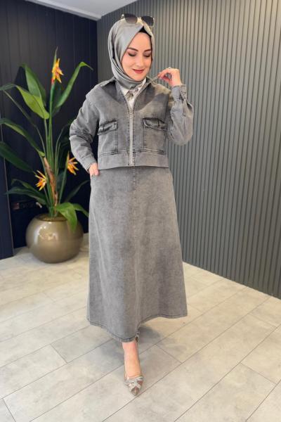 Kot Etekli Ceket Takım Antrasit