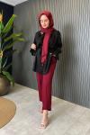 Double Krep Kumaş Pantolon Bordo