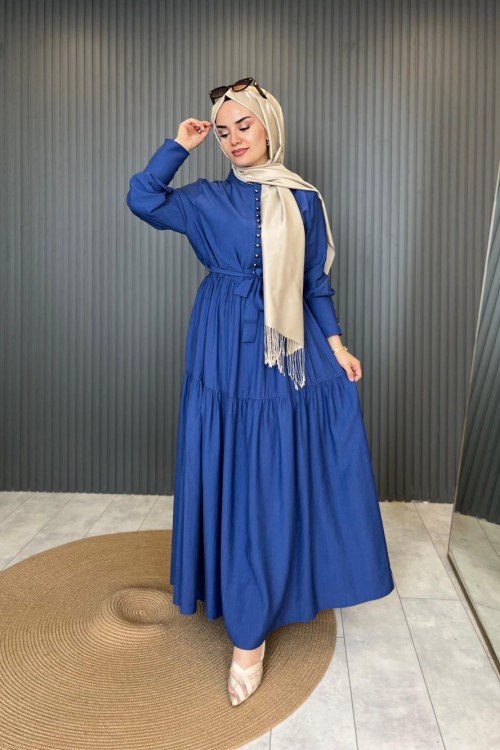 Britli Elbise İndigo Mavi