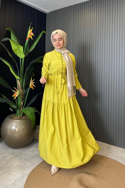 Britli Elbise Yağ Yeşili