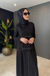 Biye Detaylı Etekli Bambu Takım Siyah