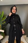 Gömleği Taşlı İthal Lina Takım Siyah
