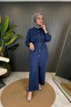 Gömleği Taşlı İthal Lina Takım Mavi