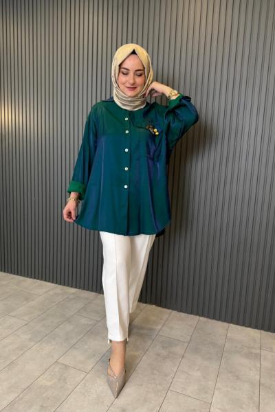 Silvis Taş İşlemeli Tunik Zümrüt