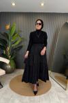 Dubai Pliseli Etek Siyah