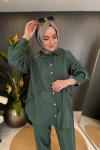 Pantolonu Ve Tuniği Fermuar Ve Çıt Çıt Detaylı Dubai Takım Yeşil